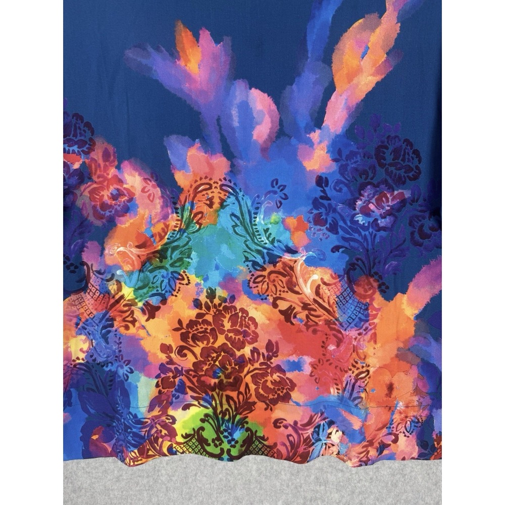 Soft Surroundings Blouse PL Blue Ultraviolet Floral Anniah Top Boho Artsy 3/4 - Picture 3 of 11
